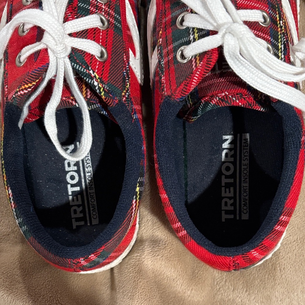 Red Plaid Tretorn Sneakers size 7 - Picture 5 of 9